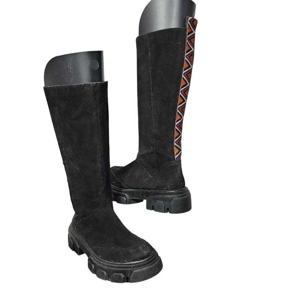 Farm Rio Black Faux Suede Calf Height Full Zip Boots, Women's 8 - Picture 2 of 15